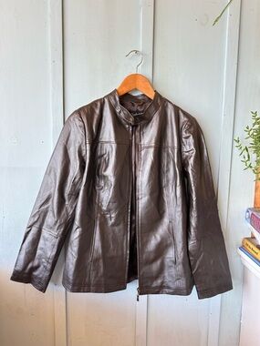 Vintage Chadwicks Rich Brown Leather Bomber Jacket